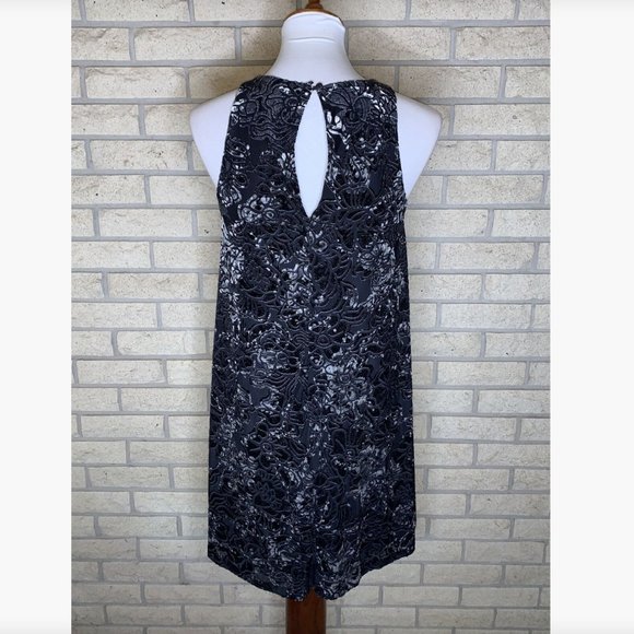 Adrienne Vittadini Sleeveless Burnout Velvet Shift/Trapeze Lined Dress Size M - Picture 2 of 5